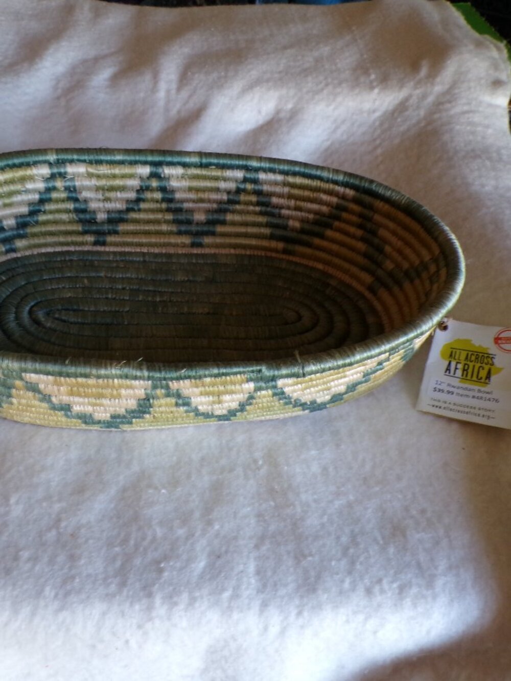 All Across Africa Rwanda Handmade Woven Basket Bowl NWT
